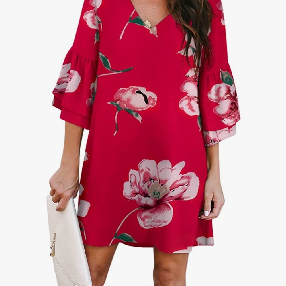 Red floral dress size large